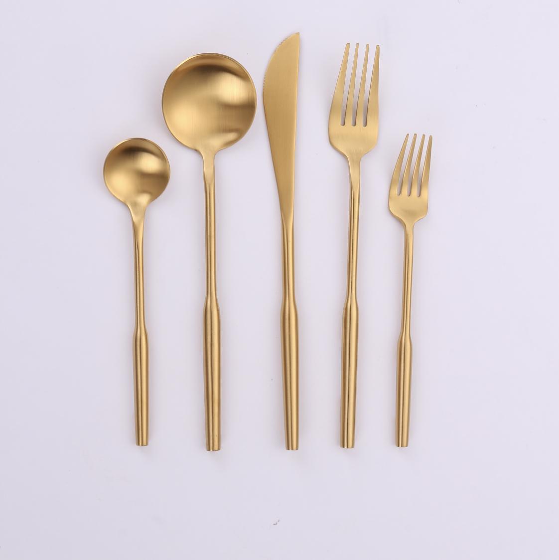 Vikko Dine - Arlington, Brushed Full Gold, 18/10 Flatware, 20 Pc Set, Service For 4 - Set With Style