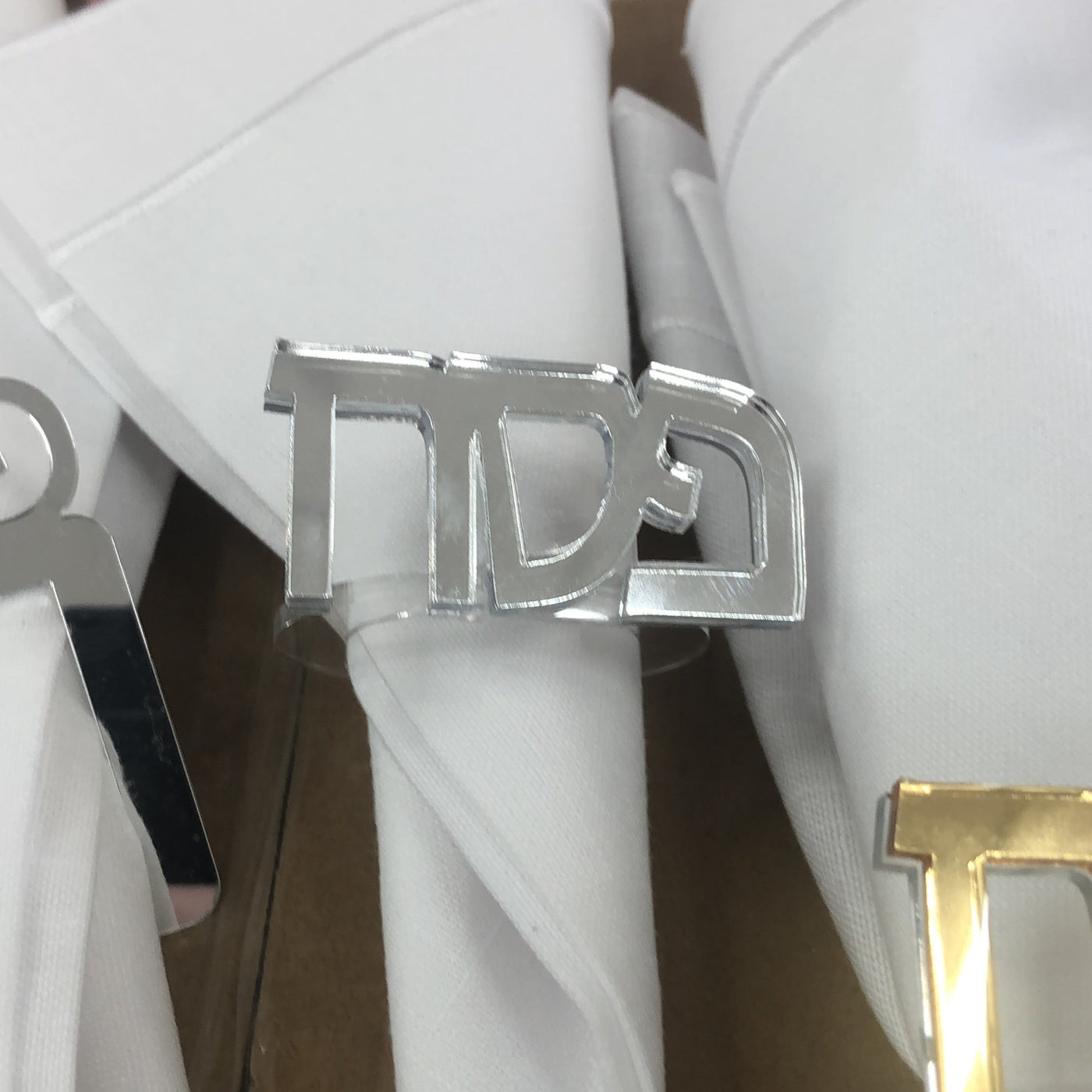 "Pesach" Lucite Napkin Rings Luxe Silver (Set of 4) - Set With Style