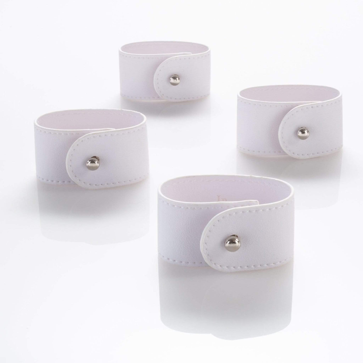 White 4pc Chic Style Napkin Ring with Stud Closure - Set With Style