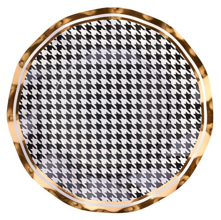 Wavy Paper Salad Plate Houndstooth (8 Count) - Set With Style