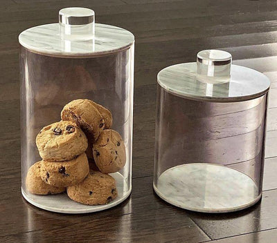 Luxe Round Marble Canister, Lucite - Set With Style