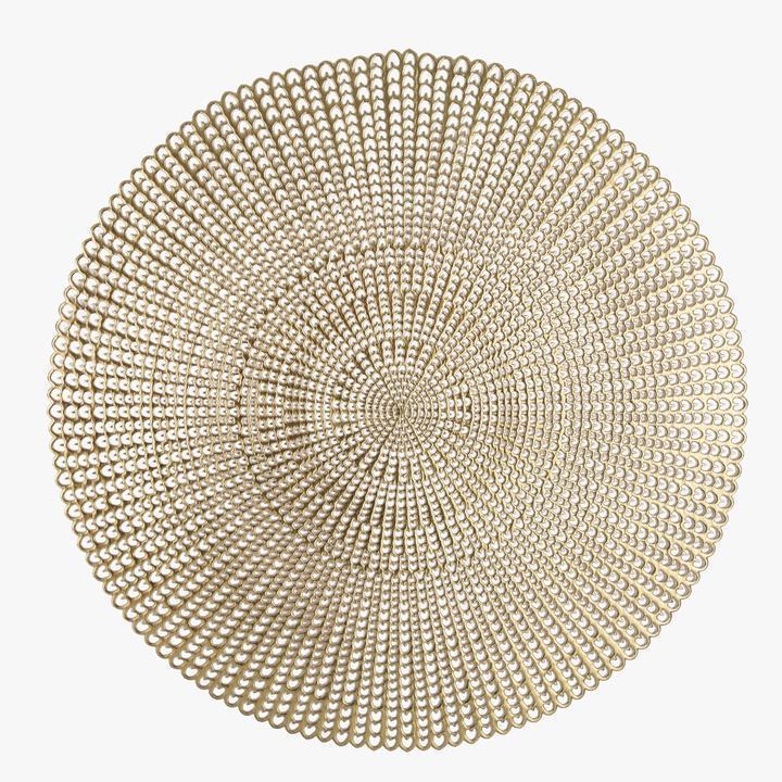 16" Woven Gold Round Vinyl Placemat | 1 Placemat - Set With Style