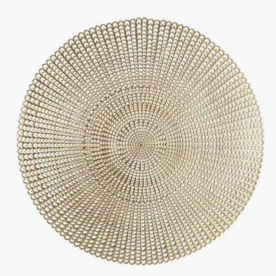 16" Woven Gold Round Vinyl Placemat | 1 Placemat - Set With Style