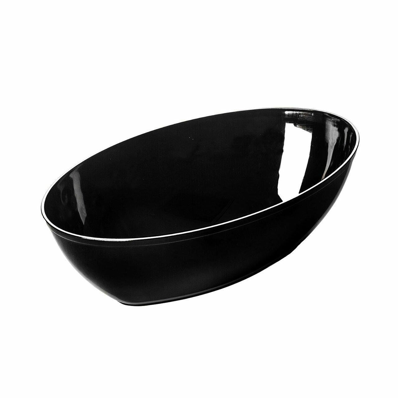 Black 64 oz. Oval Disposable Plastic Serving Bowls (3 Count) - Set With Style