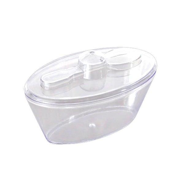 4 oz. Clear Oval Plastic Mini Cup with Lid and Spoon (12 Count) - Set With Style