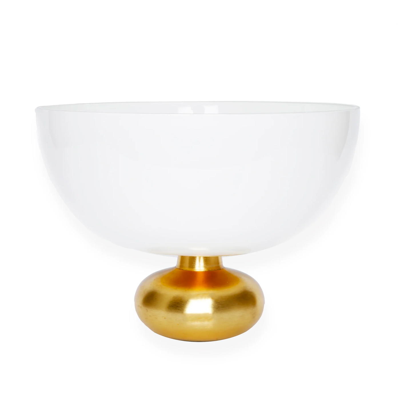 White Glass Bowl with Gold Base (1 count) - Set With Style