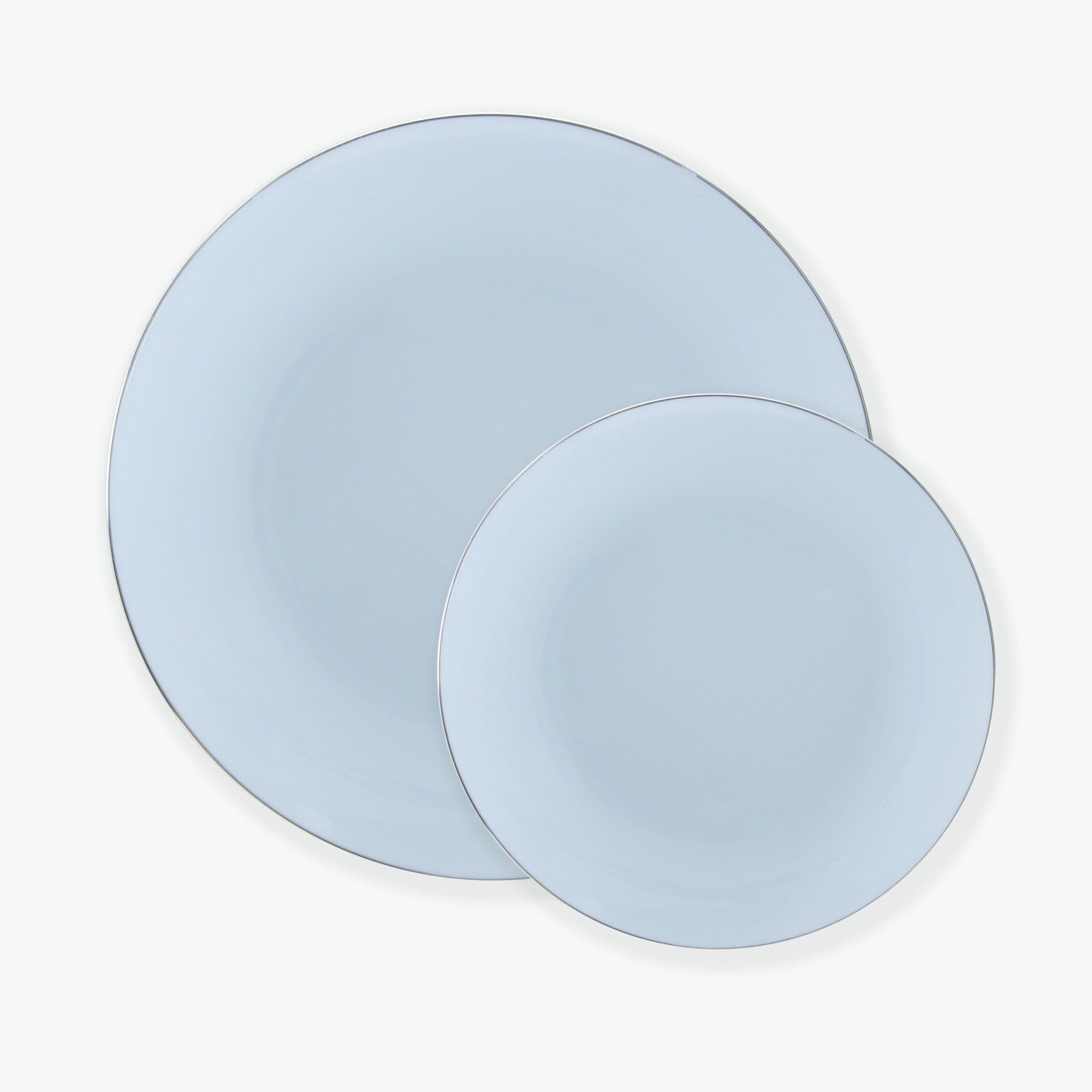 Round Ice Blue • Silver Plastic Plates | 10 Pack – Set With Style