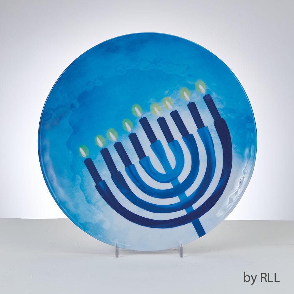 Sapphire Collection Round Menorah Melamine Serving Plate - Set With Style
