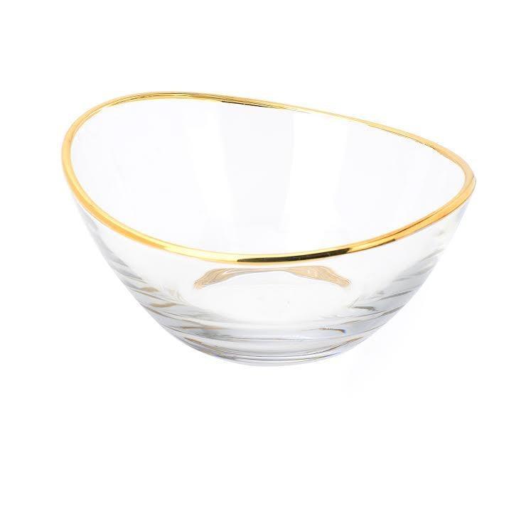 Glass Serving Bowl with 14K Gold Rim - Set With Style