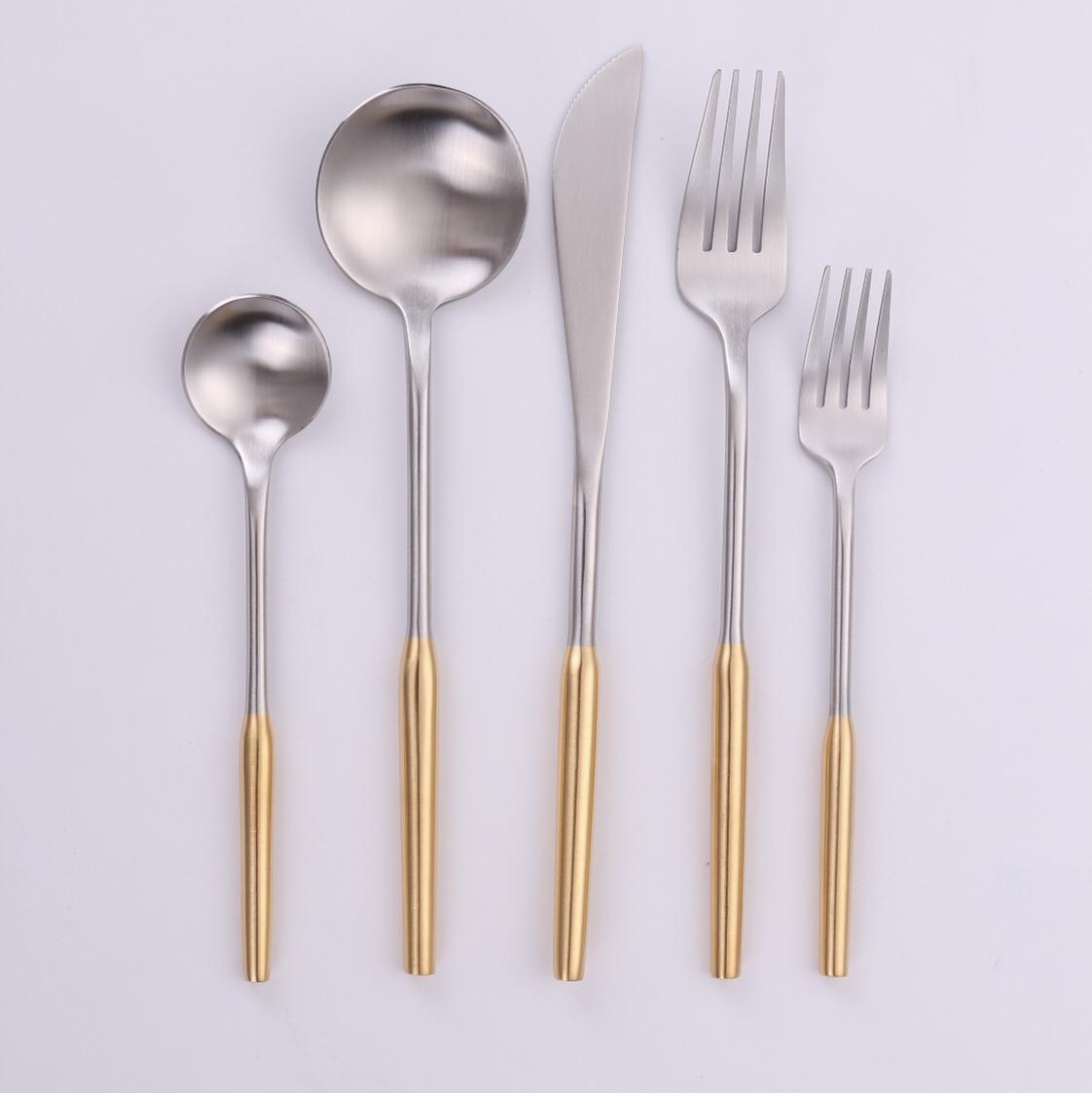 Vikko Dine - Arlington, Brushed Gold And Silver, 18/10 Flatware, 20 Pc Set, Service For 4 - Set With Style