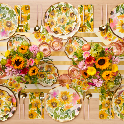 Wavy Sunflower Paper Plate Collection - Set With Style