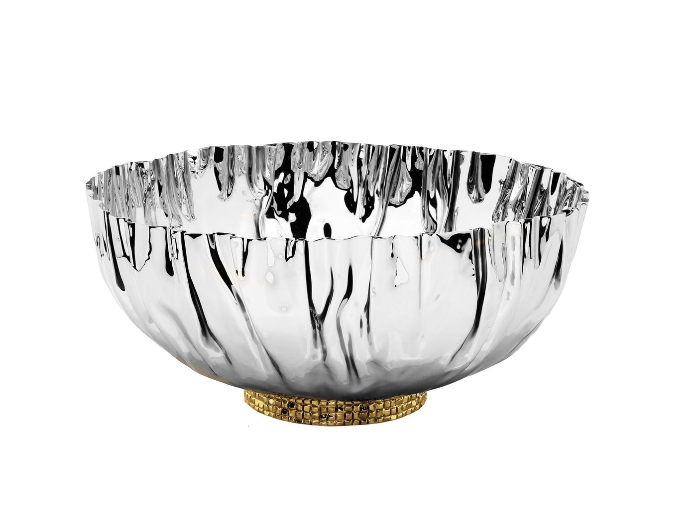 Stainless Steel Crumpled Bowl with Gold Mosaic Base - Set With Style