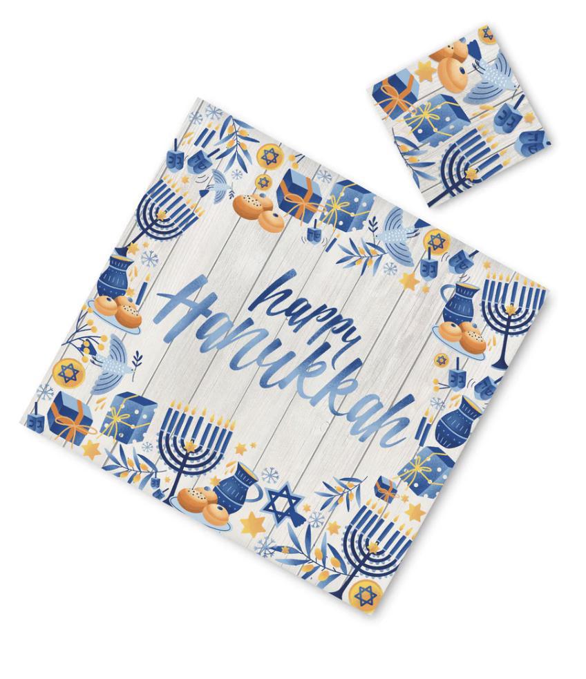 Happy Hanukkah Placemat with coaster (12 count) - Set With Style