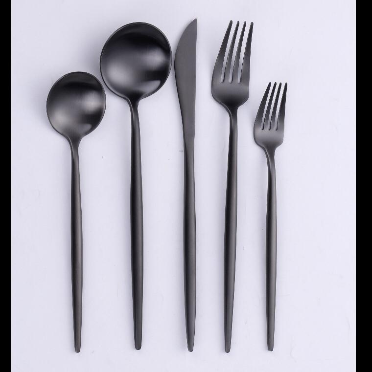 Vikko Dine - Vera, Brushed Full Black, 18/10 Flatware, 20 Pc Set, Setting For 4 - Set With Style