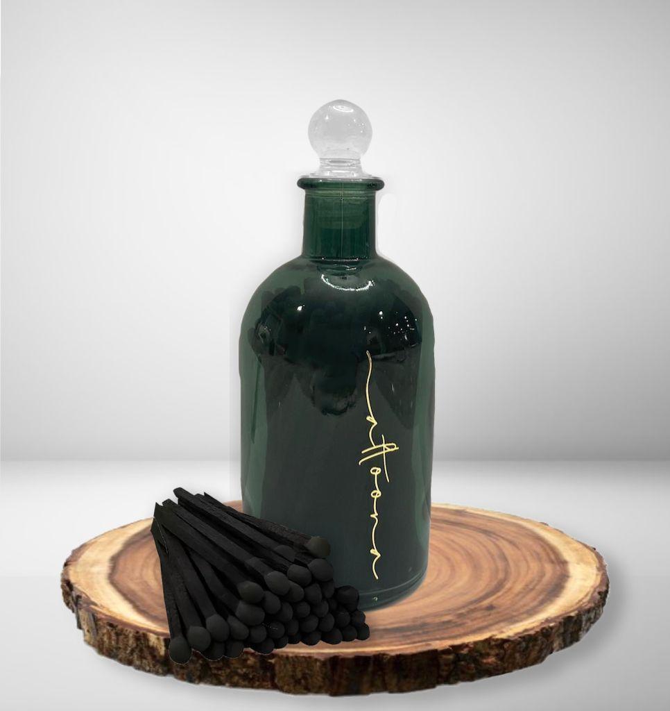 Matches in Glass Bottle - Emerald - Set With Style