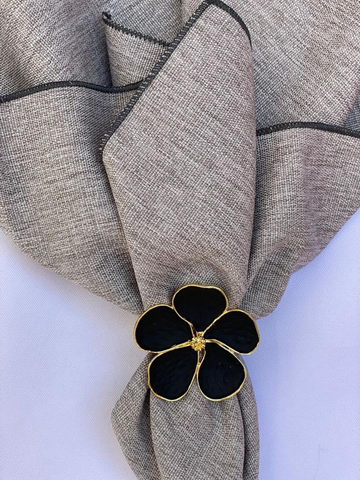 Grey Linen Napkins , Dark Grey Stitching - Set With Style