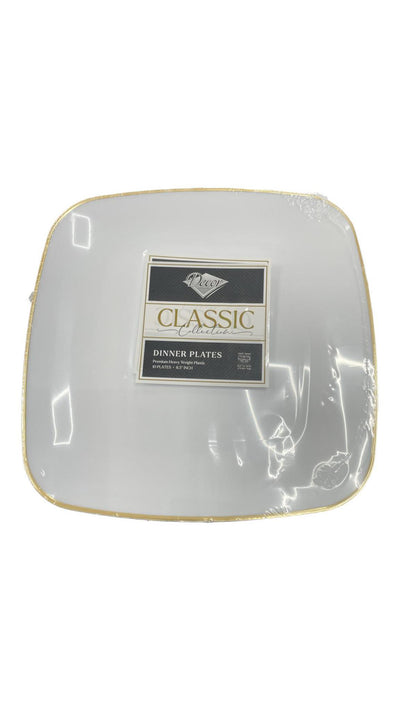 Square White & Gold Classic Dinnerware Collection - Set With Style