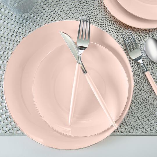 Round Blush • Silver Plastic Plates | 10 Pack - Set With Style