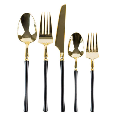 Black & Gold Infinity Flatware Combo - Service for 8 - Set With Style