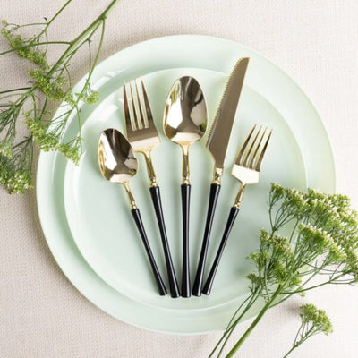 Black & Gold Infinity Flatware Combo - Service for 8 - Set With Style
