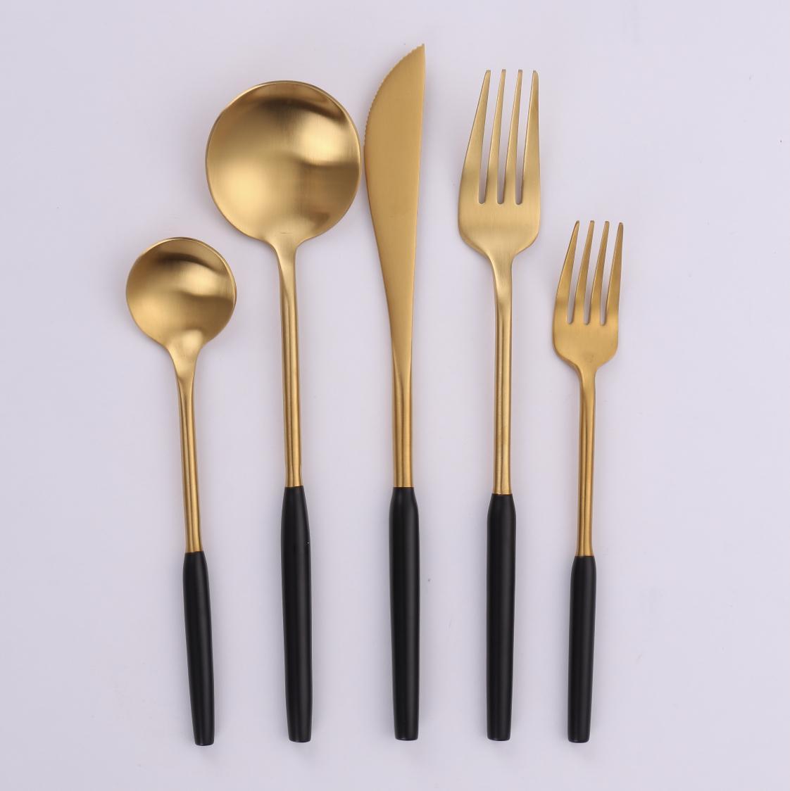 Vikko Dine - Arlington, Brushed Black And Gold, 18/10 Flatware, 20 Pc Set, Service For 4 - Set With Style
