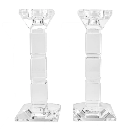 Crystal Candlesticks Square Design Set of Two - Set With Style