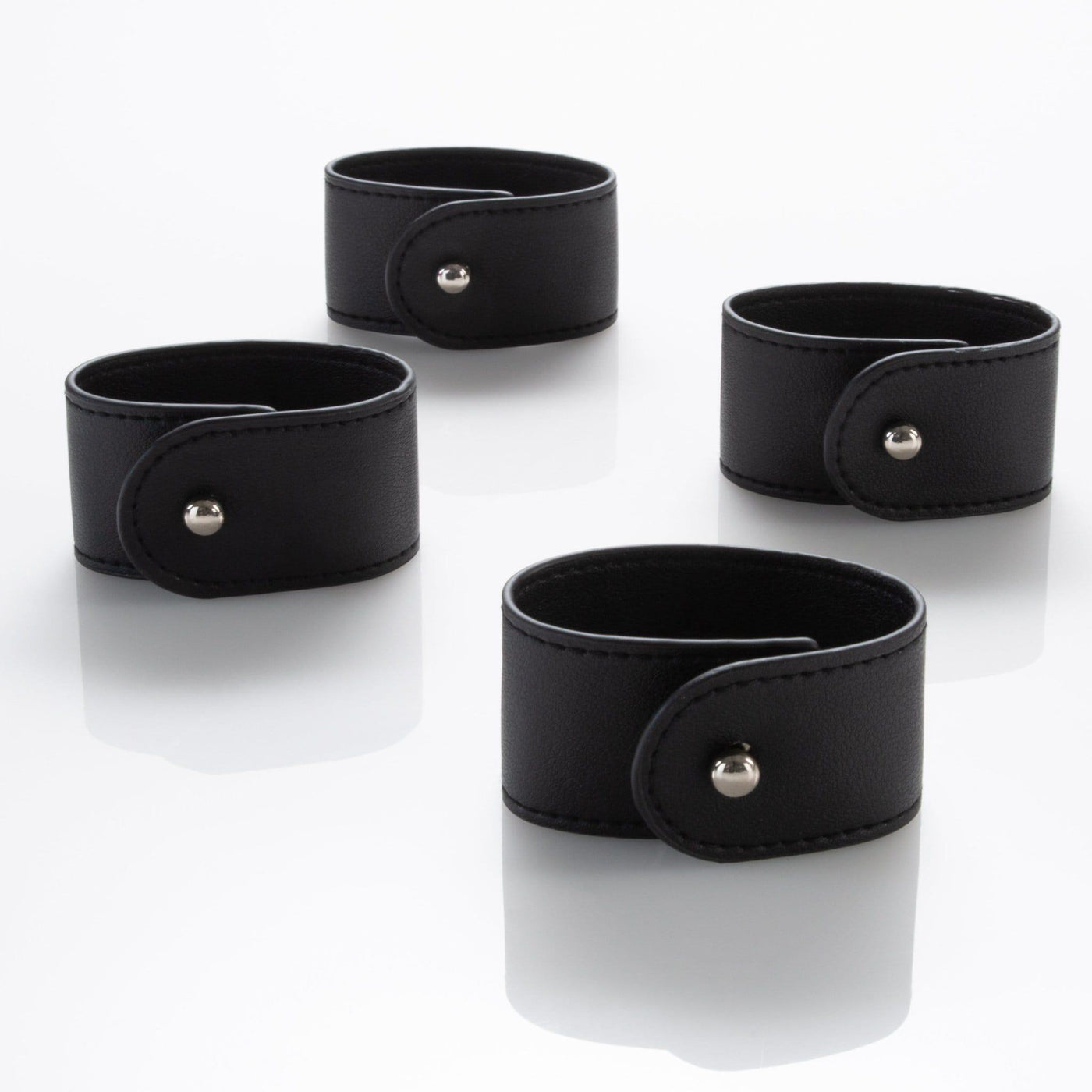 Black 4pc Chic Style Napkin Ring with Stud Closure - Set With Style