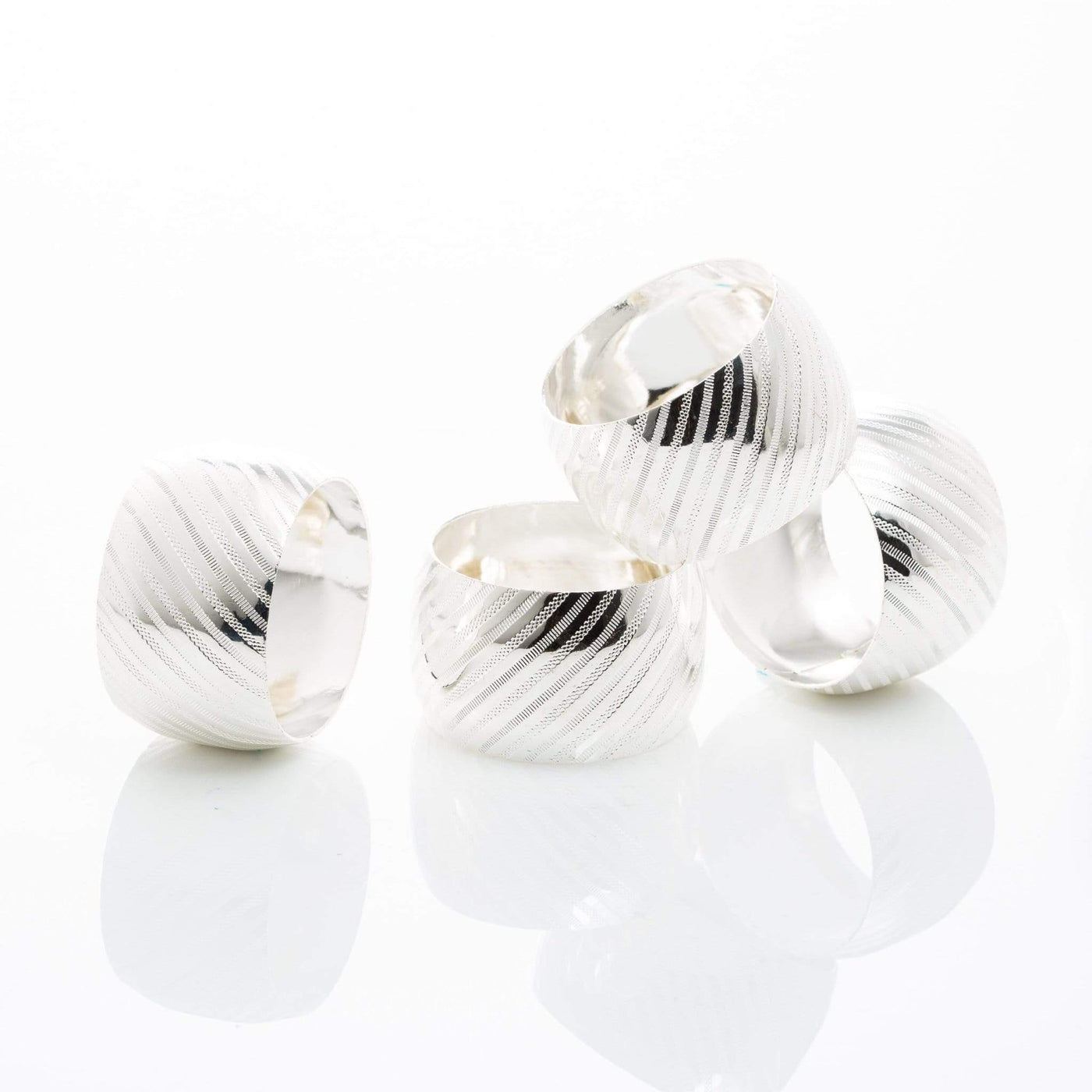 Silver Debossed Metal Napkin Rings | 4 Napkin Rings - Set With Style