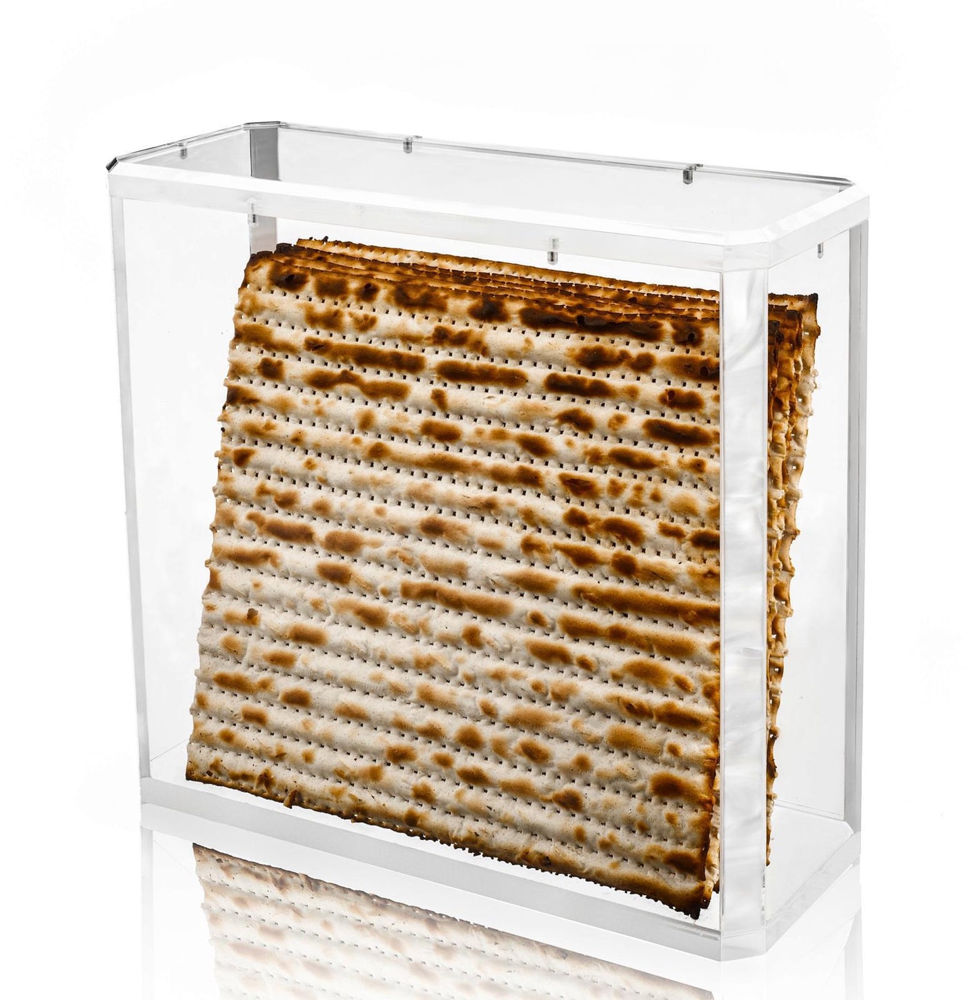 Square Lucite Matza Box With White Marble (1 Count) - Set With Style