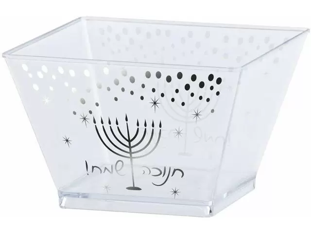 Happy Chanukah Disposable Elegant Plastic Clear Serving Bowls 8 oz - 10 Count - Set With Style
