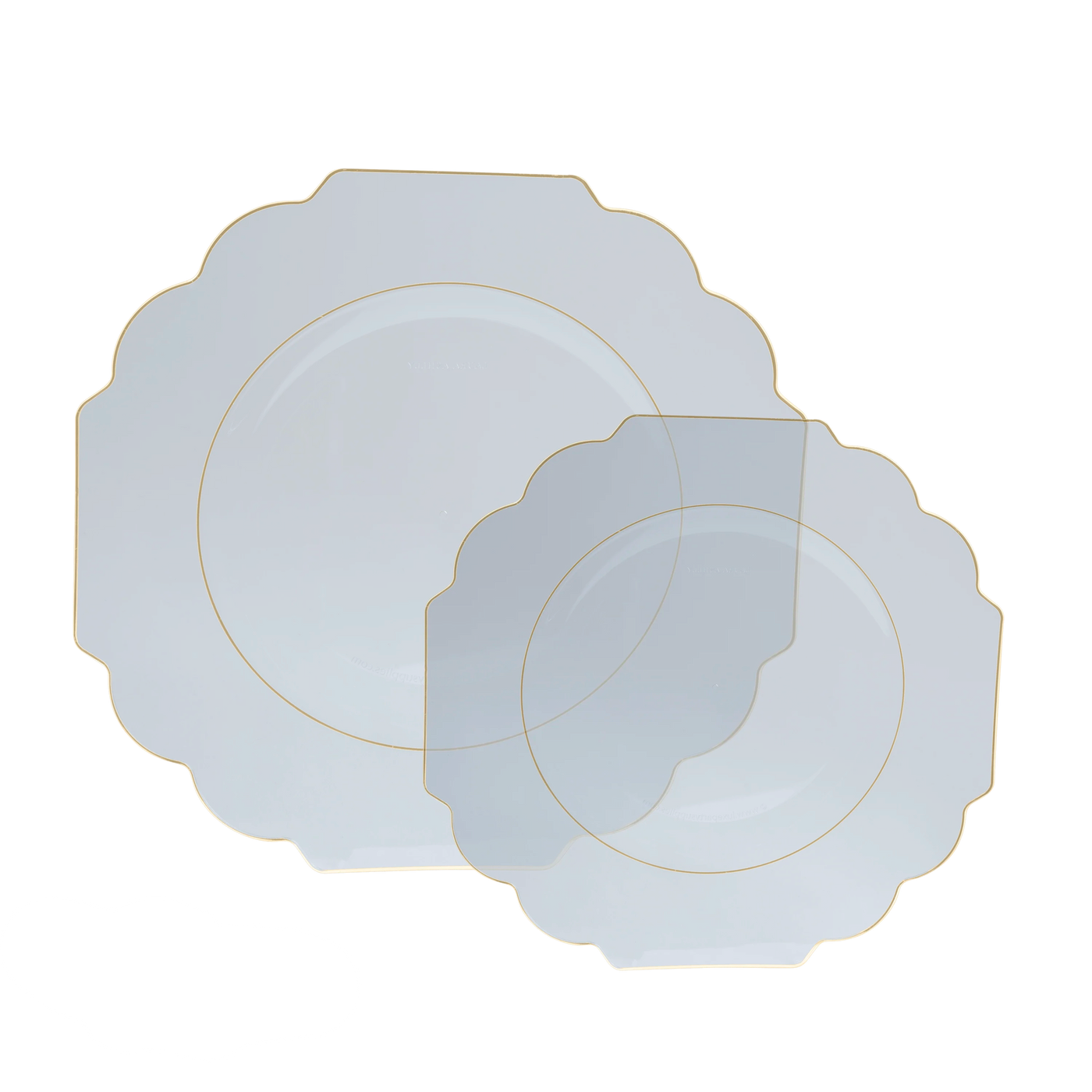 Scalloped Clear • Gold Plastic Dinnerware Collection - Set With Style