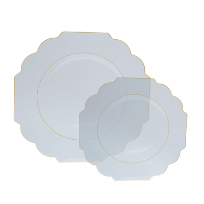 Scalloped Clear • Gold Plastic Dinnerware Collection - Set With Style