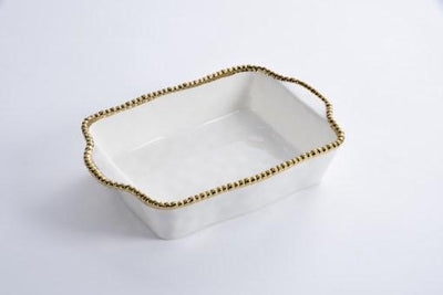 Rectangle Baking Dish - White and Gold - Set With Style