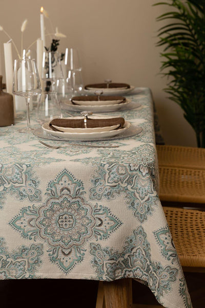 Light Blue Mandala Tablecloth Collection - Set With Style