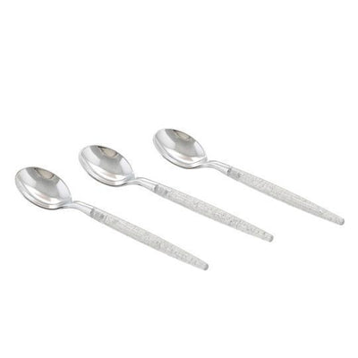 Silver Glitter Plastic Mini Cutlery| 20 Count - Set With Style