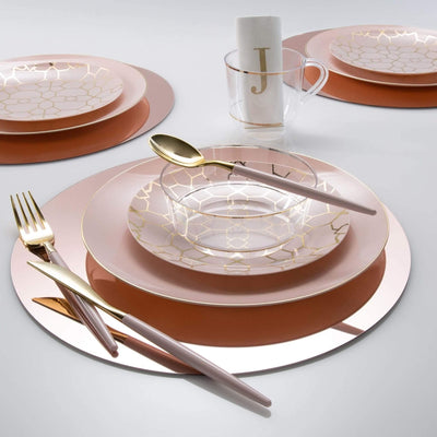 13" Rose Gold Round Light Weight Mirror Charger Plate | 1 Charger - Set With Style