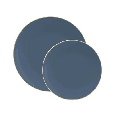 Round Slate • Gold Plastic Plates | 10 Pack - Set With Style