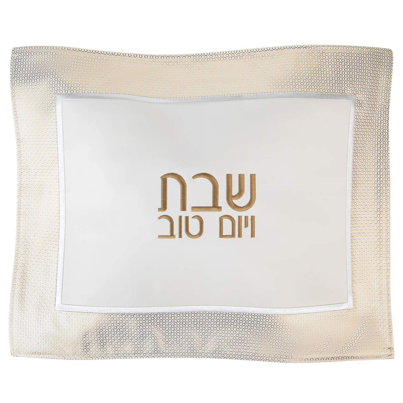 Circle Boarder Challah Cover - Gold&White - Set With Style