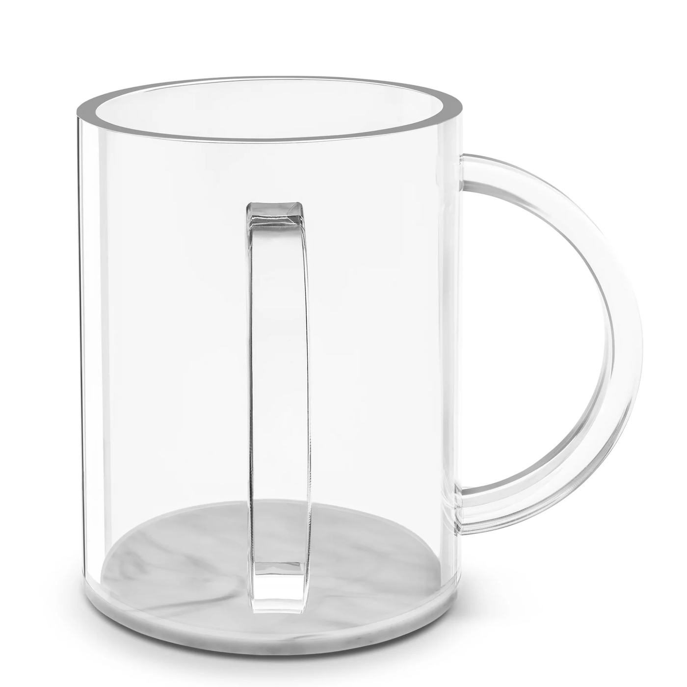 Clear Lucite Washing Cup With Grey Marble Design and Clear Handles (1 count) - Set With Style