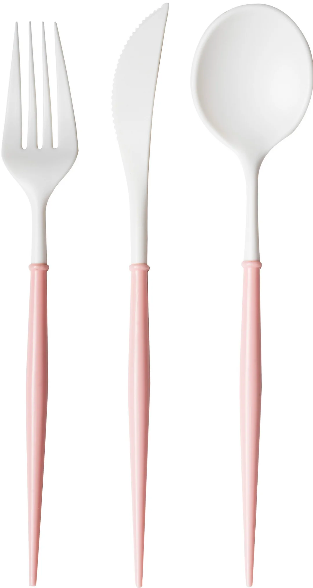 Blush & White Bella Assorted Plastic Cutlery - 24pc, Service for 8 - Set With Style