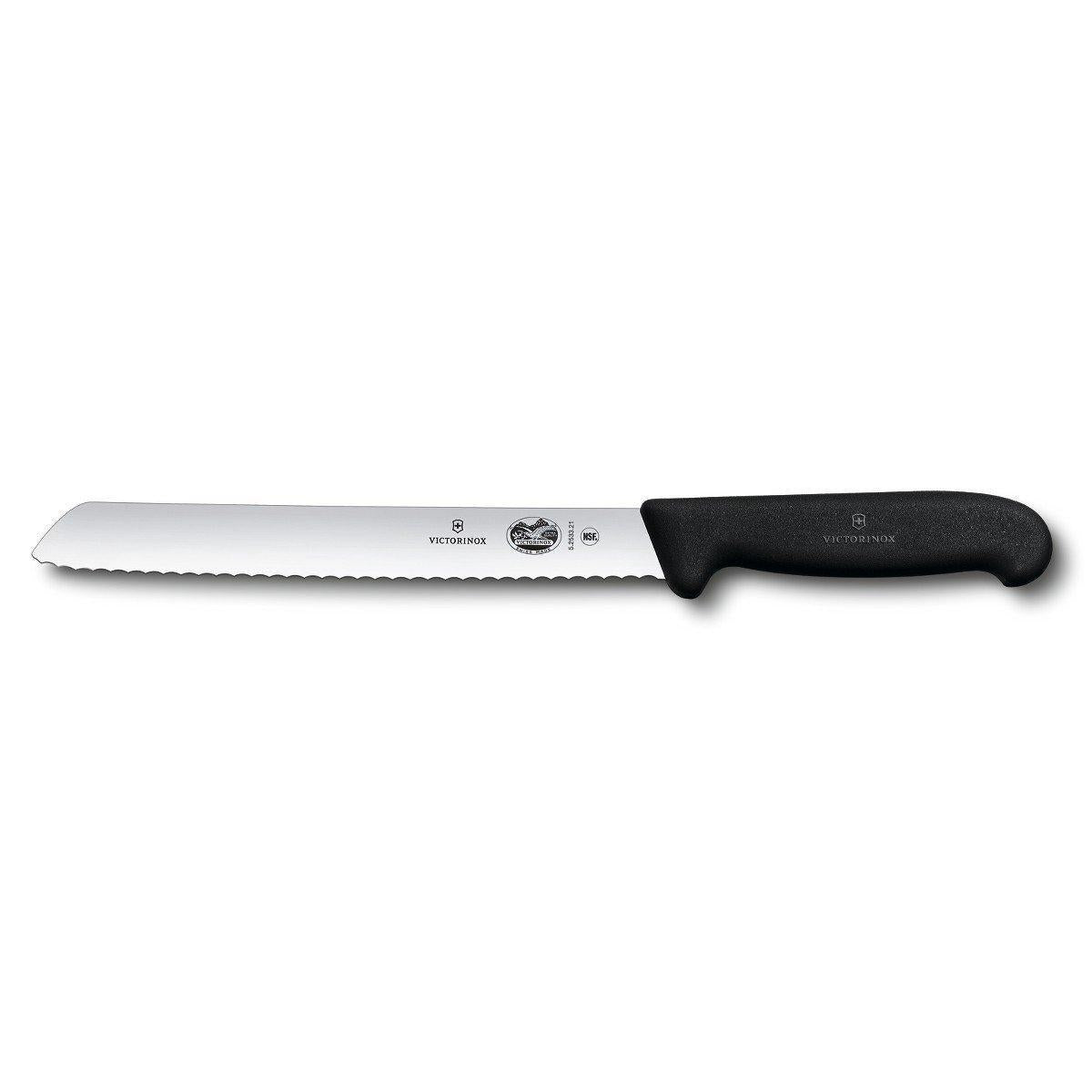 Victorinox - Fibrox Pro Bread Knife, Serrated, Slanted Tip, 8 ", Black - Set With Style