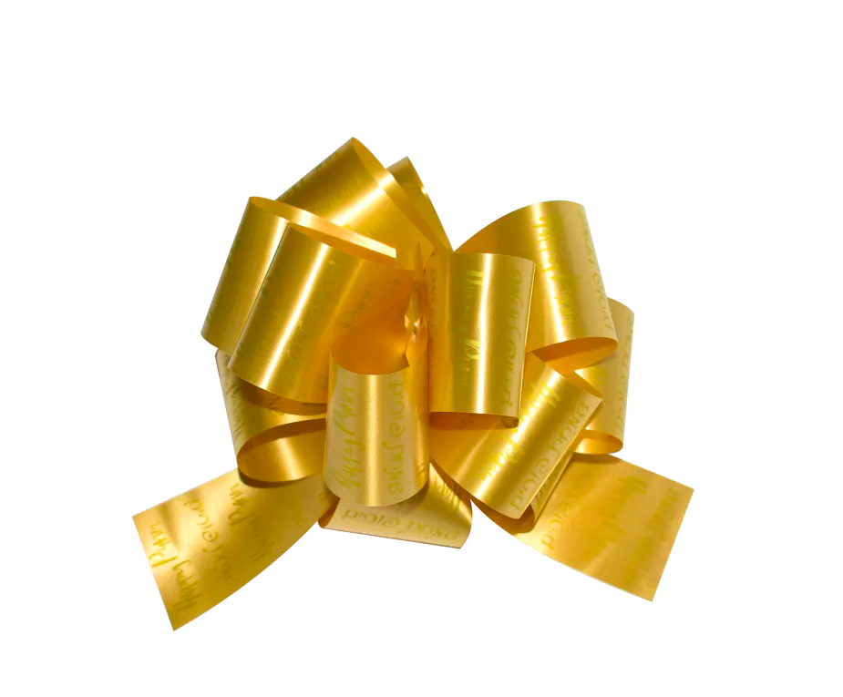 Gold Purim Pull Bow (4 Count) - Set With Style