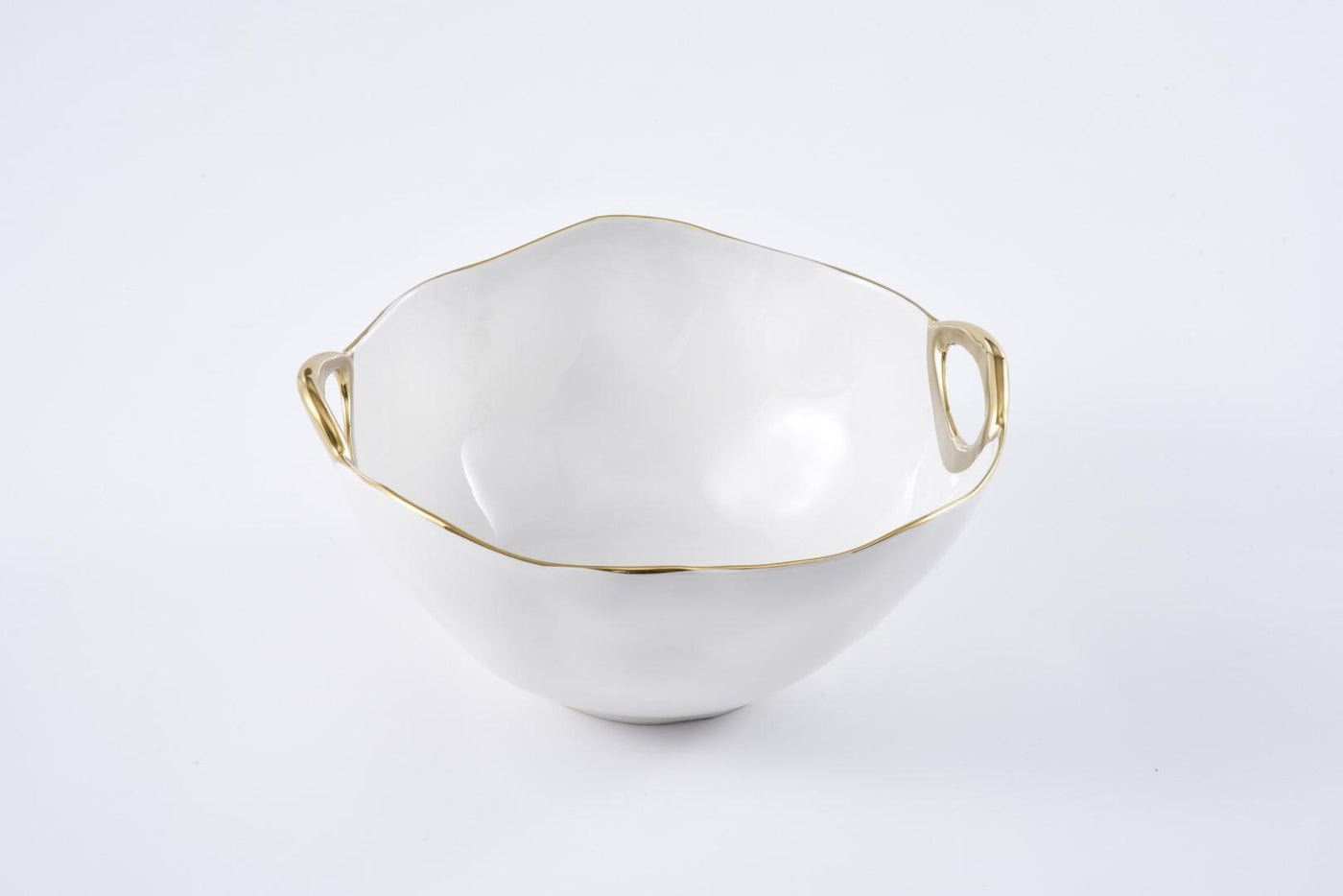 Pampa Bay White & gold large Bowl with handles - Set With Style