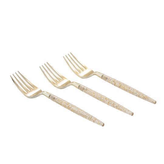 Gold Glitter Plastic Mini Forks | 20 Forks - Set With Style