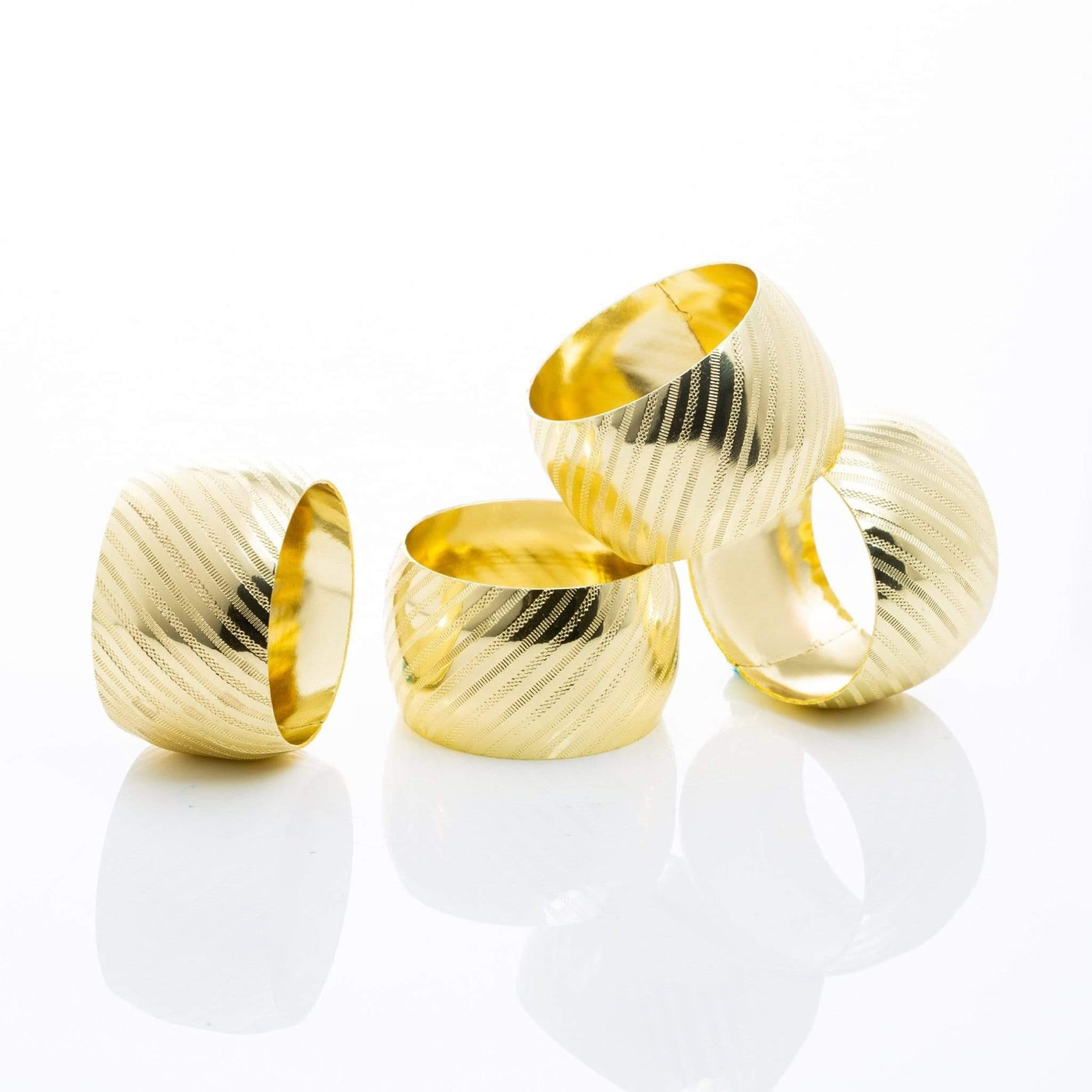 Gold Debossed Metal Napkin Rings | 4 Napkin Rings - Set With Style