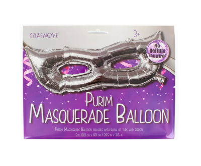 Silver Purim Masquerade Balloon - Set With Style