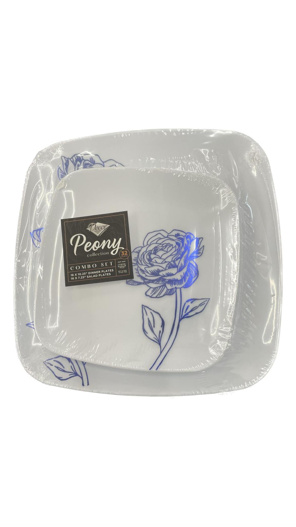 Peony Collection Combo - White/ Blue (Service for 16) - Set With Style