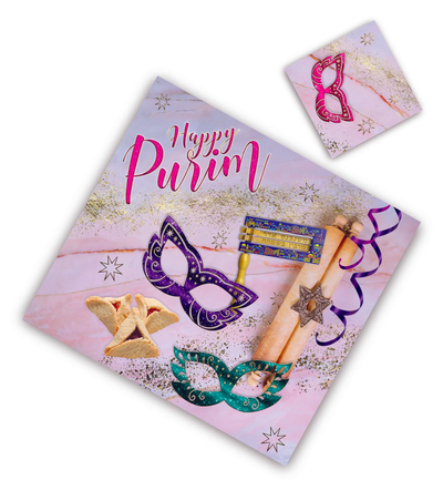 Purim Paper Placemat with Coaster (12 Count) - Set With Style