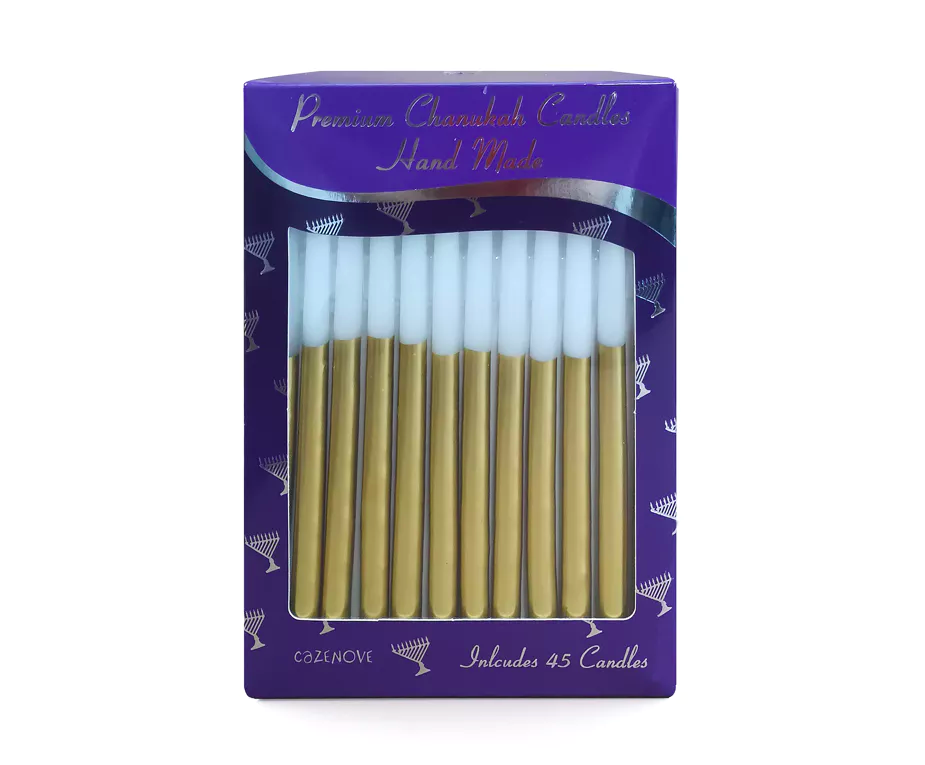 Gold & White Metallic Chanukah Candles - Set With Style