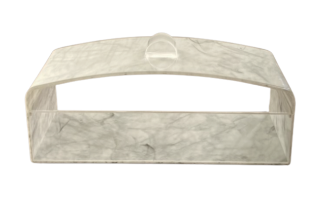 Luxe Rectangle Cake Display With Rounded Edges and Marble Design, Lucite - Set With Style